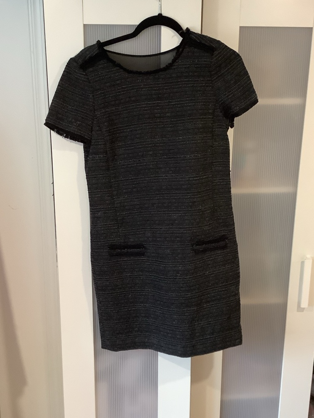 Comptoir Des Cotonniers Black Tweed Mini Shift Dress